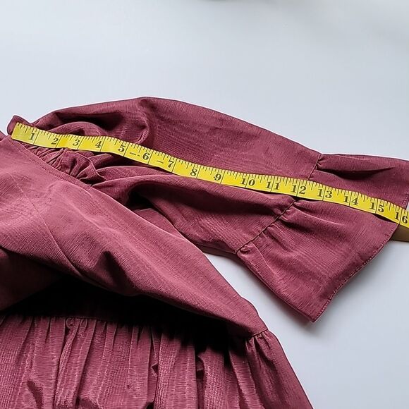 Batsheva Short Sleeve Prairie Dress In Raspberry Morie - Picture 11 of 13